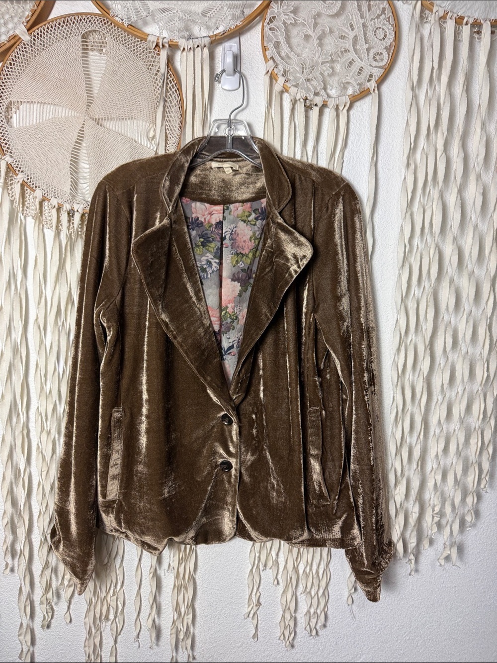 Mystree Tan Velvet Blazer Size M